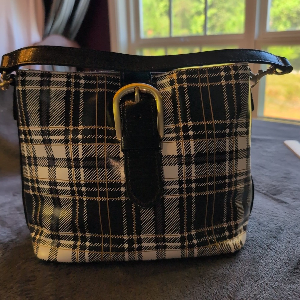 Patricia Nash Irving Leather Bucket Crossbody Bag Buckle Detail